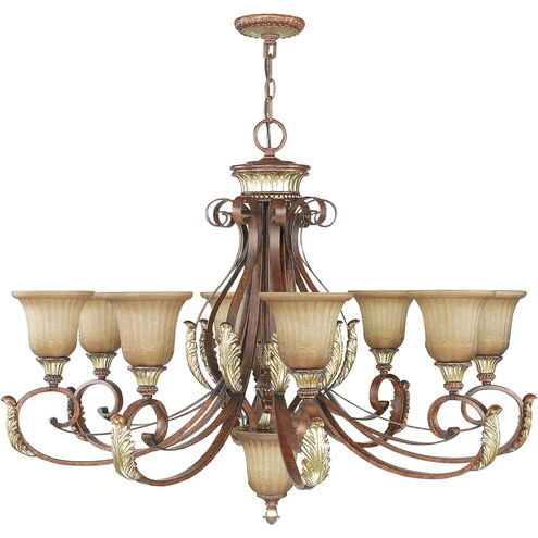 Villa Verona 9 Light 40 inch Verona Bronze with Aged Gold Leaf Accents Chandelier Ceiling Light