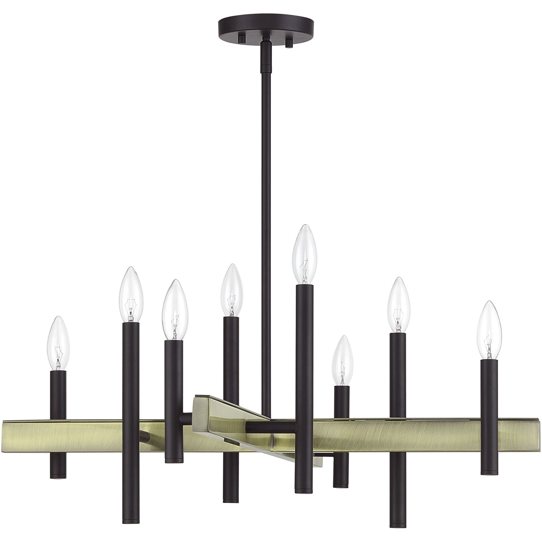 Denmark 8 Light 28 inch Bronze with Antique Brass Accents Chandelier Ceiling Light