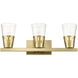 Bennington 3 Light 23.5 inch Natural Brass Vanity Sconce Wall Light