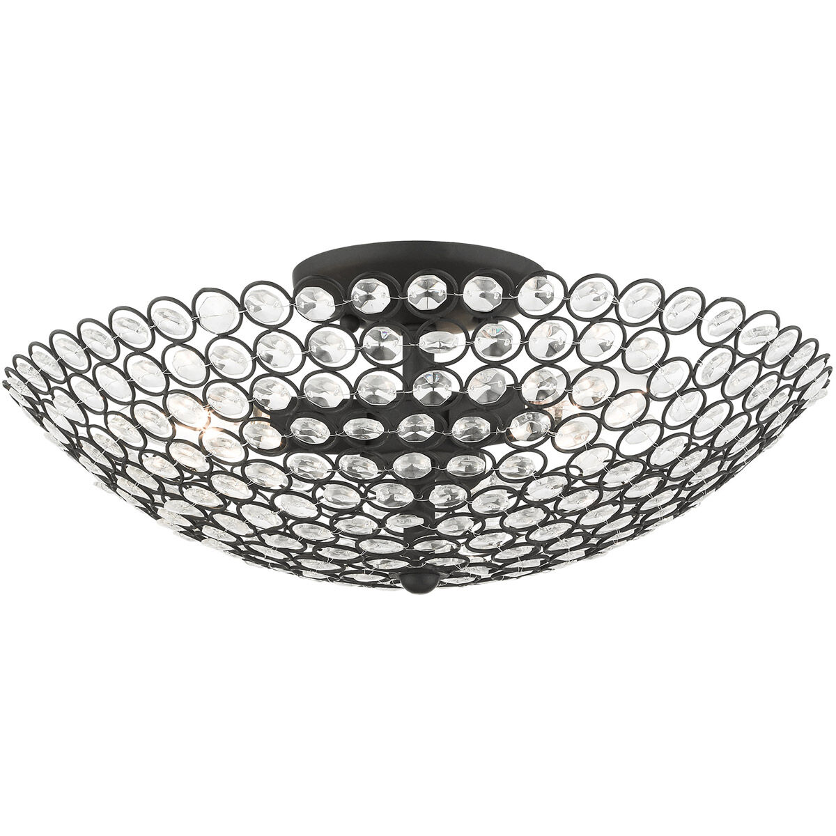 Cassandra 3 Light 16 inch Black Semi Flush Ceiling Light