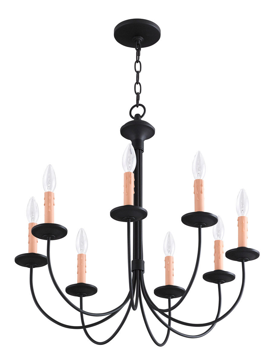 Heritage 8 Light 24 inch Black Chandelier Ceiling Light