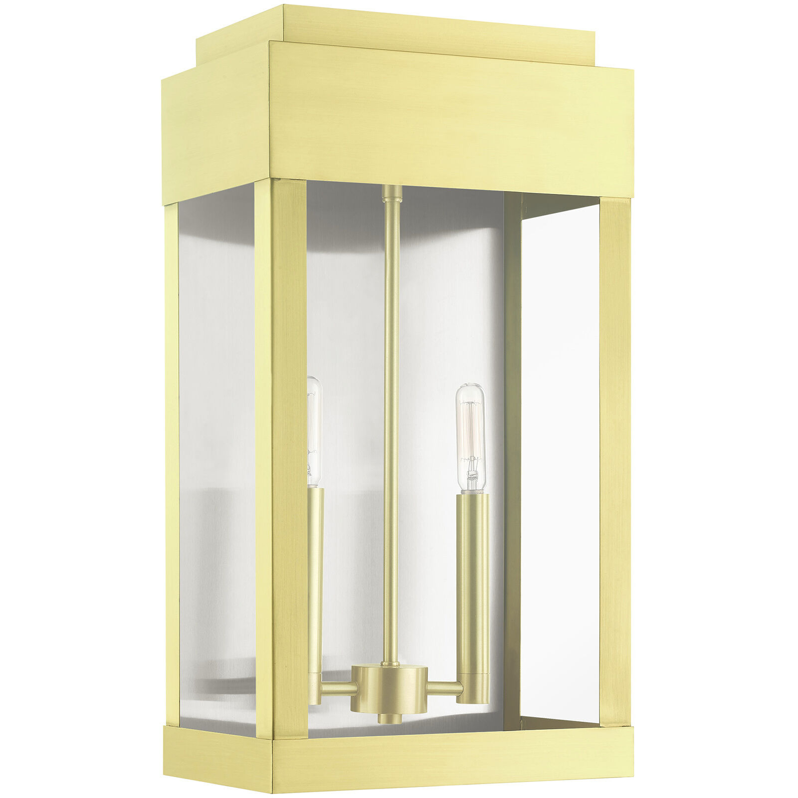 York 2 Light 19 inch Satin Brass Outdoor Wall Lantern