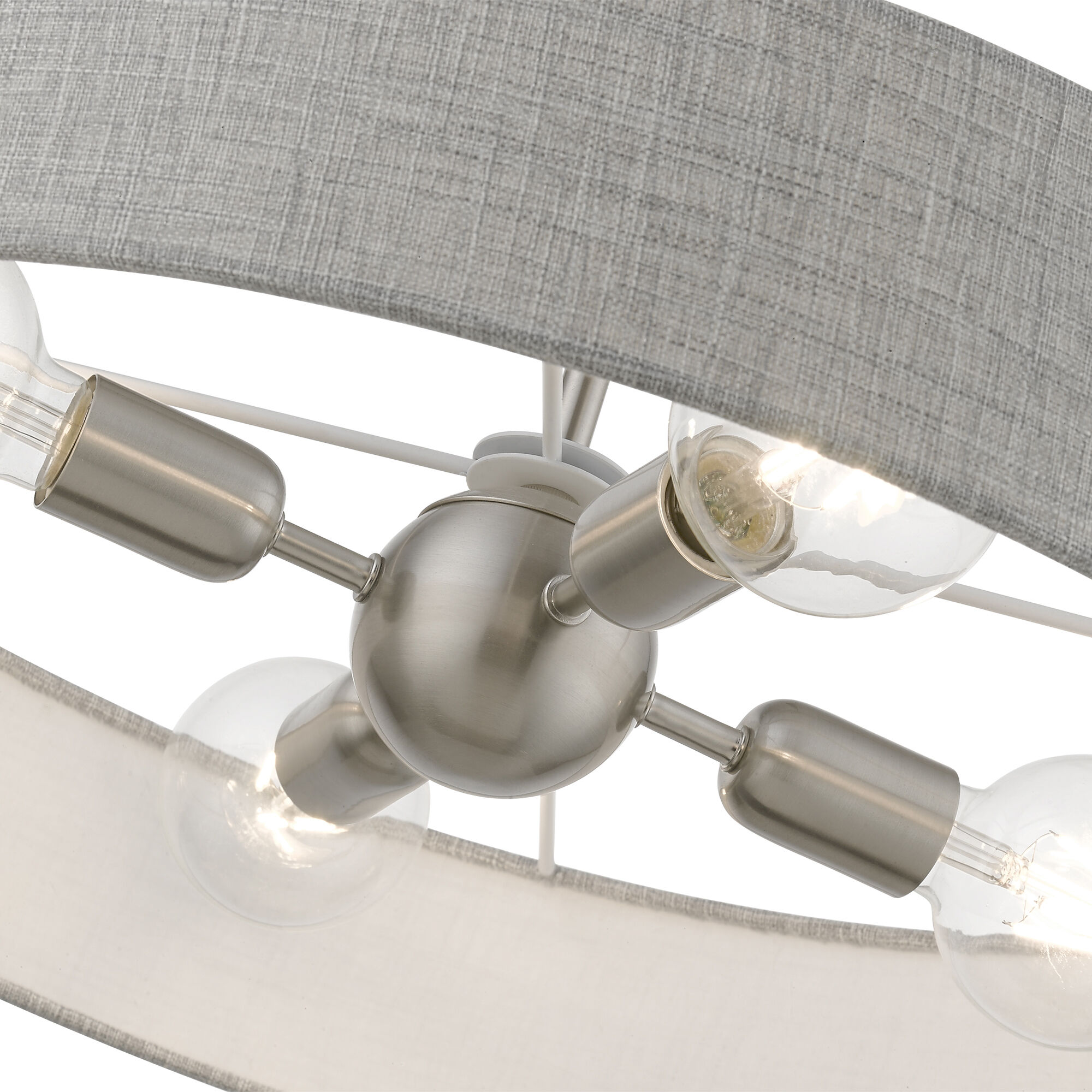 Elmhurst 4 Light 22 inch Brushed Nickel with Shiny White Accents Pendant Ceiling Light, Medium, Drum