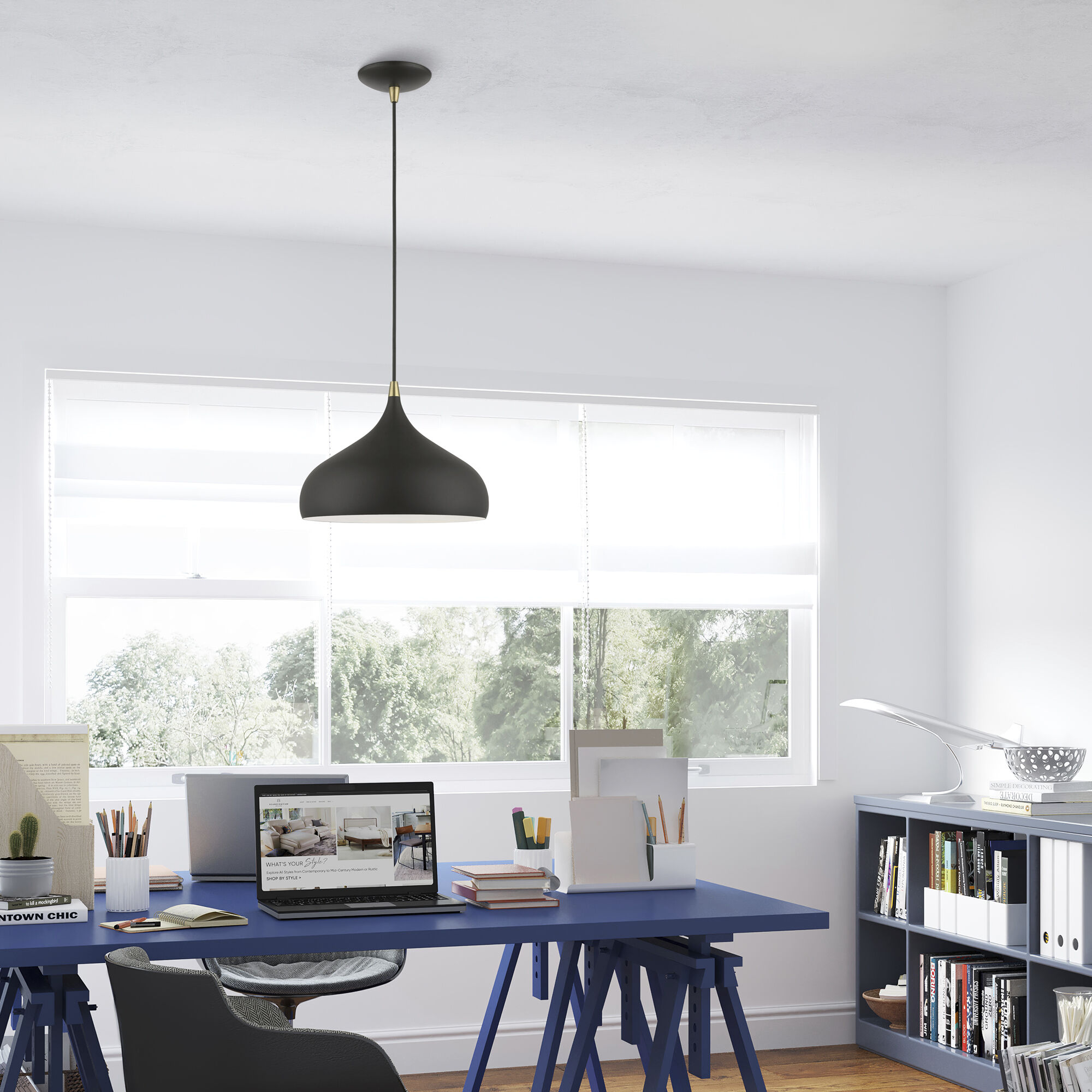 Amador 1 Light 12 inch Textured Black with Antique Brass Accents Pendant Ceiling Light