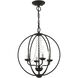 Arabella 4 Light 15 inch Black with Brushed Nickel Finish Candles Convertible Chandelier/ Semi-Flush Ceiling Light, Globe
