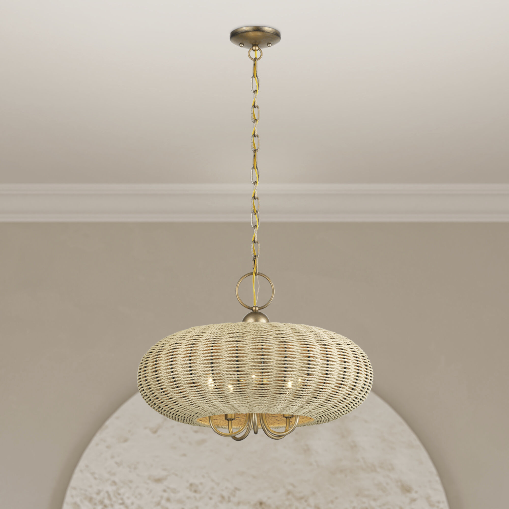 Summervine 5 Light 22 inch Antique Gold Leaf Pendant Chandelier Ceiling Light