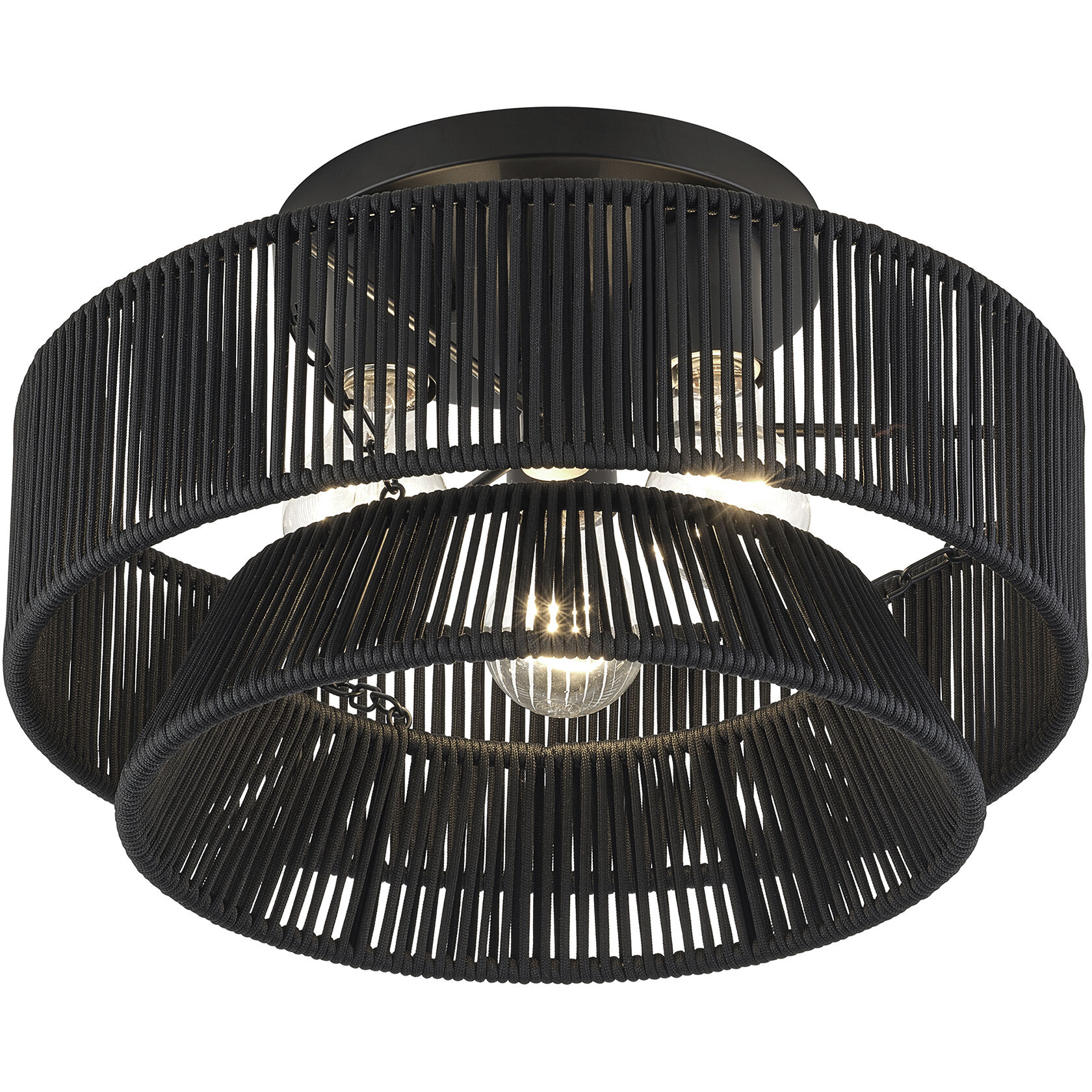 Florell 3 Light 15 inch Black Semi Flush Mount Ceiling Light, Large