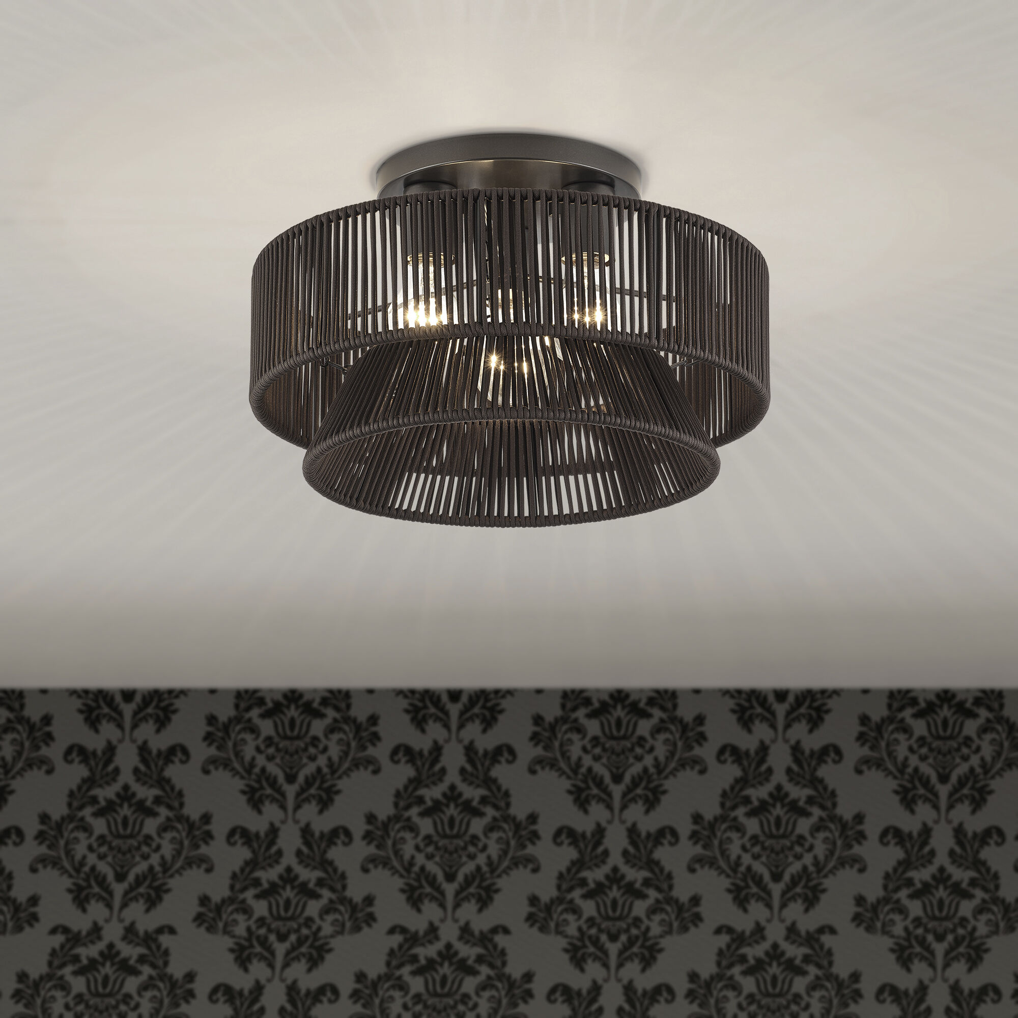 Florell 3 Light 15 inch English Bronze Semi Flush Mount Ceiling Light, Large