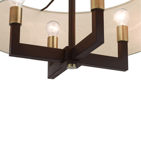 Cresthaven 4 Light 24 inch Bronze with Antique Brass Accents Chandelier Ceiling Light