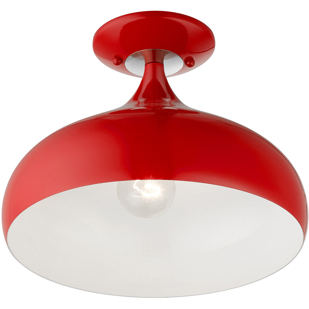Amador 1 Light 12 inch Shiny Red with Polished Chrome Accents Semi-Flush Mount Ceiling Light