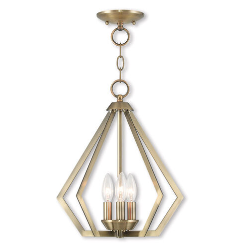 Prism 3 Light 14 inch Antique Brass Convertible Mini Chandelier/Ceiling Mount Ceiling Light