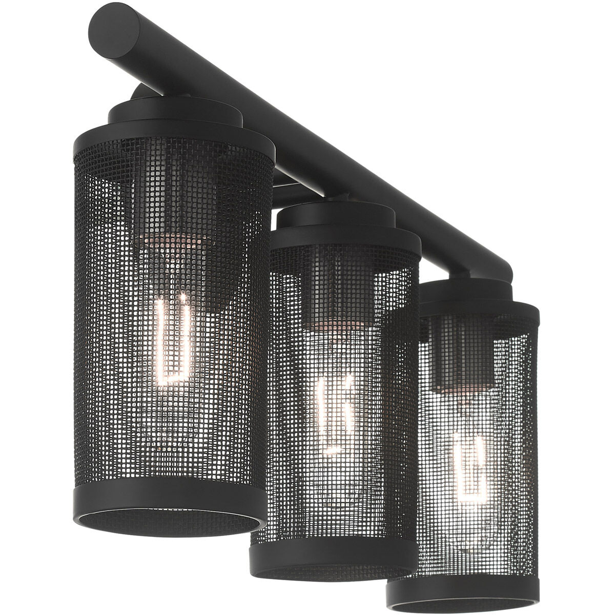 Industro 3 Light 24 inch Black with Brushed Nickel Accents Vanity Sconce Wall Light