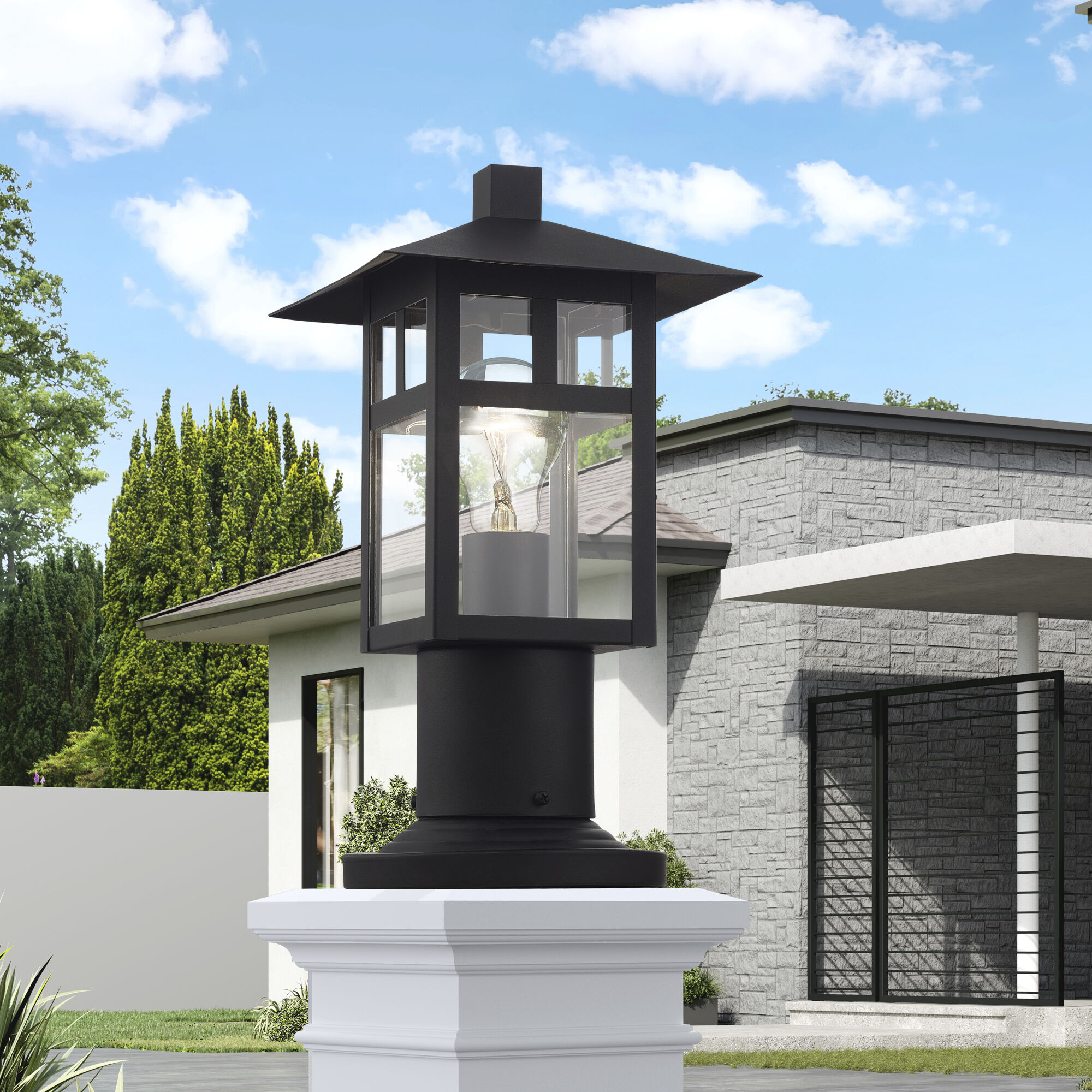 Crestlake 1 Light 11.75 inch Textured Black Outdoor Post Top Lantern