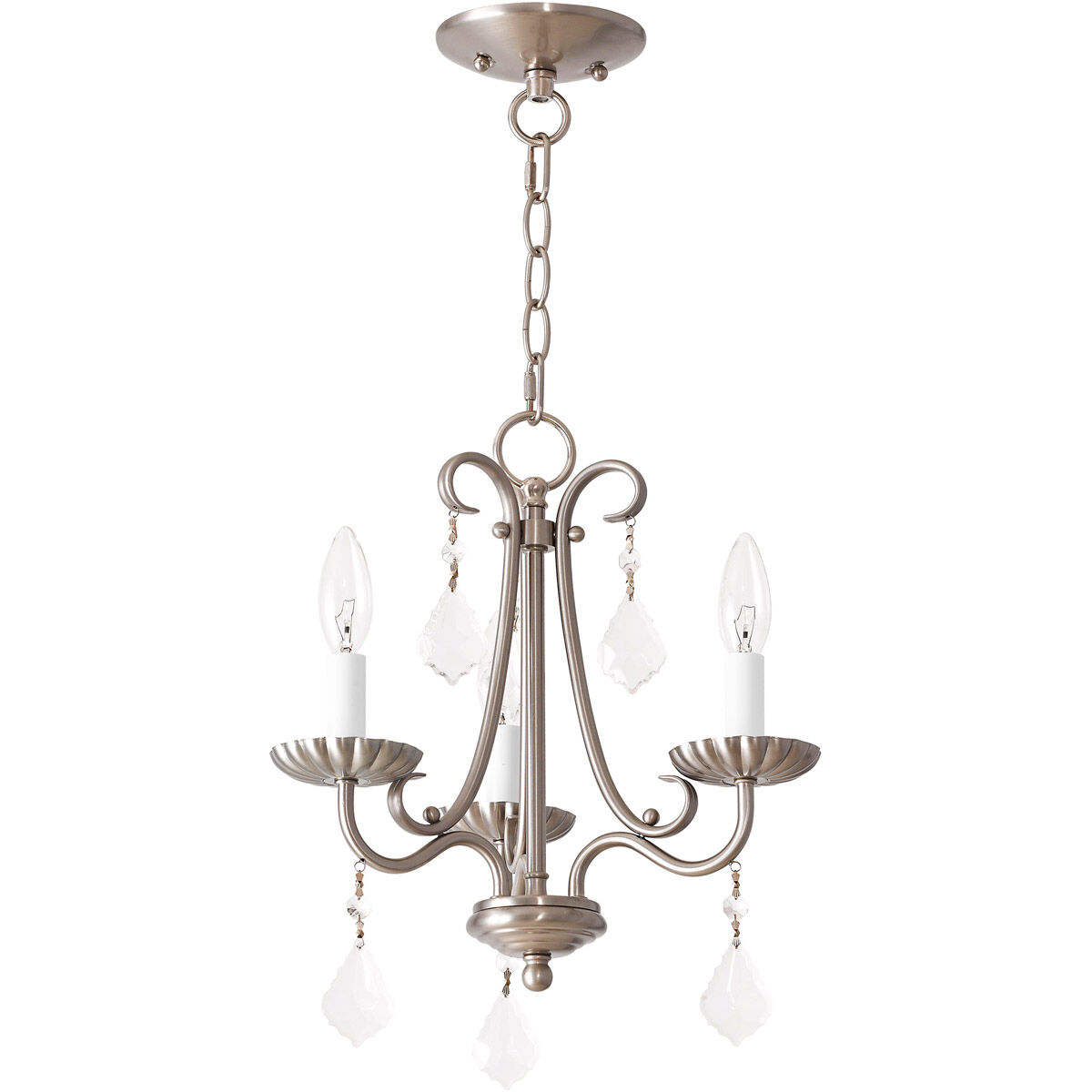 Daphne 3 Light 14 inch Brushed Nickel Mini Chandelier Ceiling Light