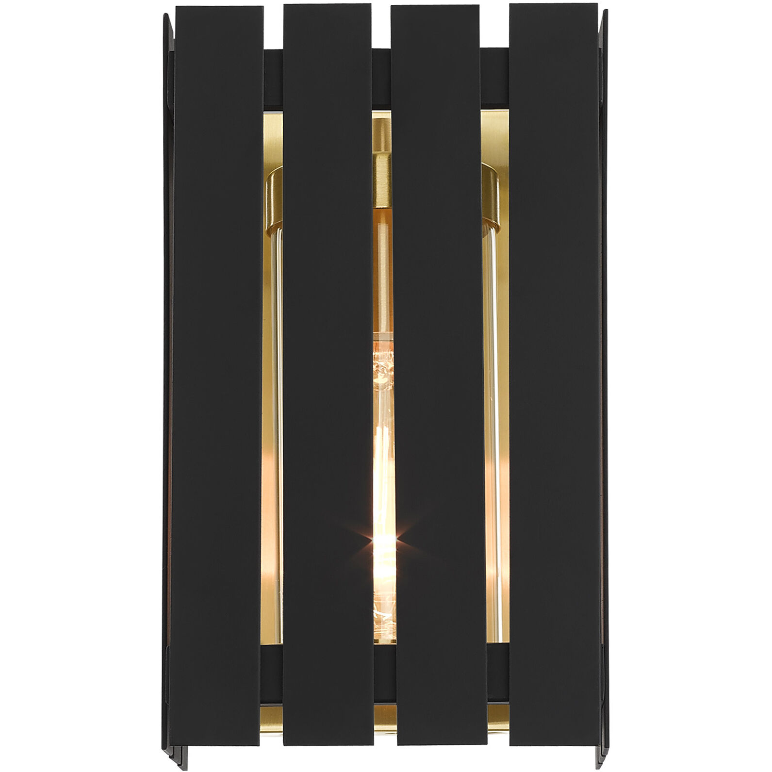 Greenwich 1 Light 10 inch Black with Satin Brass Accents Outdoor Wall Lantern