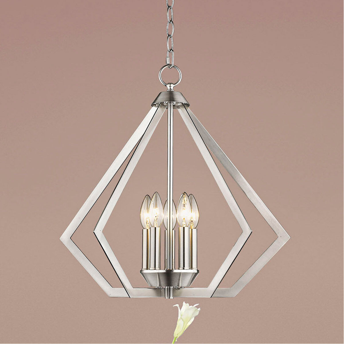 Prism 5 Light 20 inch Brushed Nickel Chandelier Ceiling Light