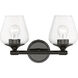 Willow 2 Light 15 inch Black Chrome Vanity Sconce Wall Light