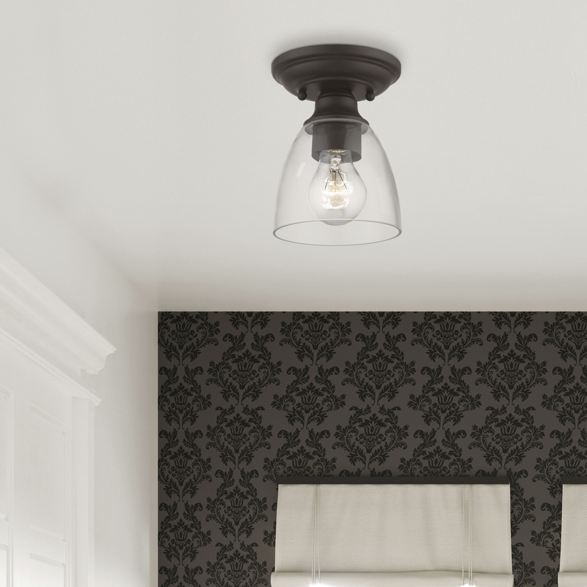 Montgomery 1 Light 5 inch Bronze Semi-Flush Ceiling Light, Petite