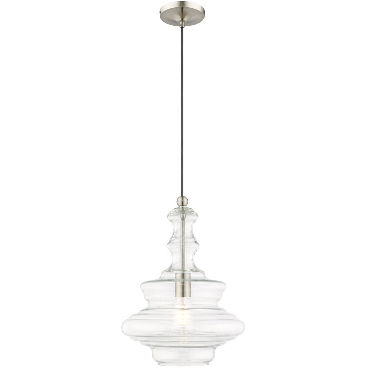 Art Glass 1 Light 12 inch Brushed Nickel Mini Pendant Ceiling Light