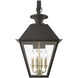 Wentworth 4 Light 28 inch Bronze with Antique Brass Finish Cluster Outdoor Extra Wall Lantern, Extra Large