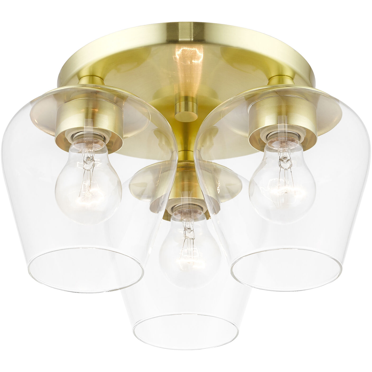 Willow 3 Light 13 inch Satin Brass Flush Mount Ceiling Light