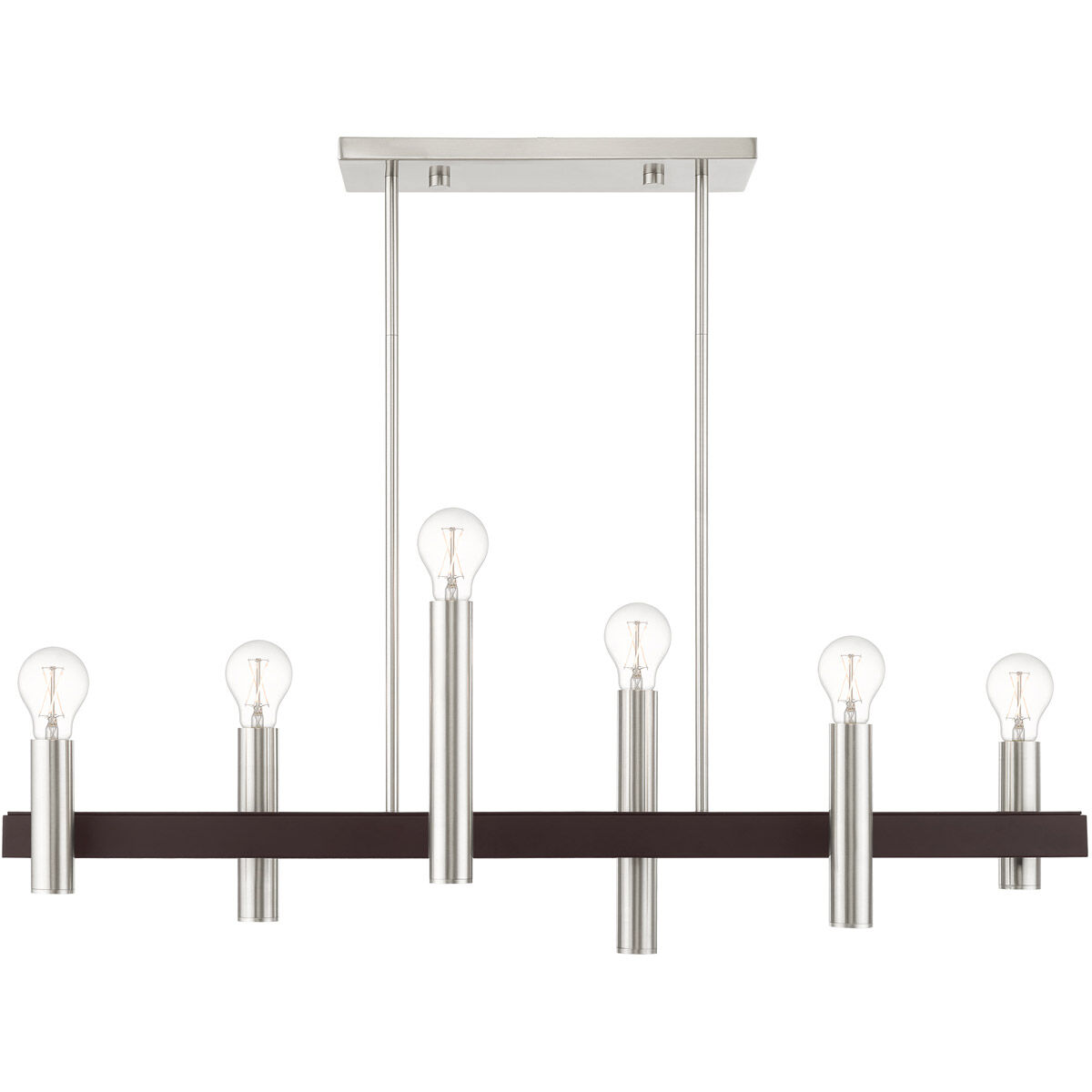 Helsinki 6 Light 8.25 inch Brushed Nickel with Bronze Accents Chandelier Ceiling Light