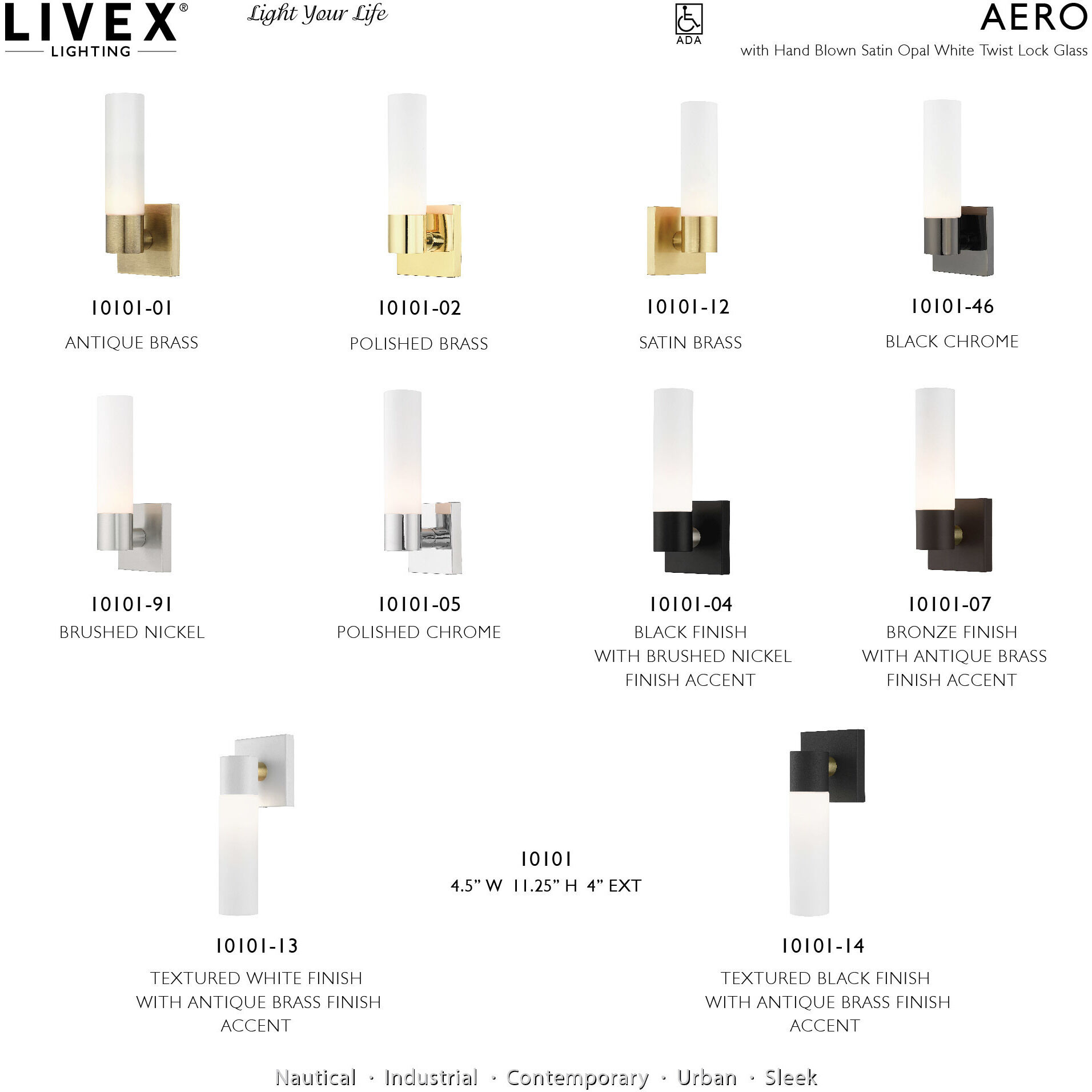 Aero ADA Wall Sconce Wall Light in Satin Brass