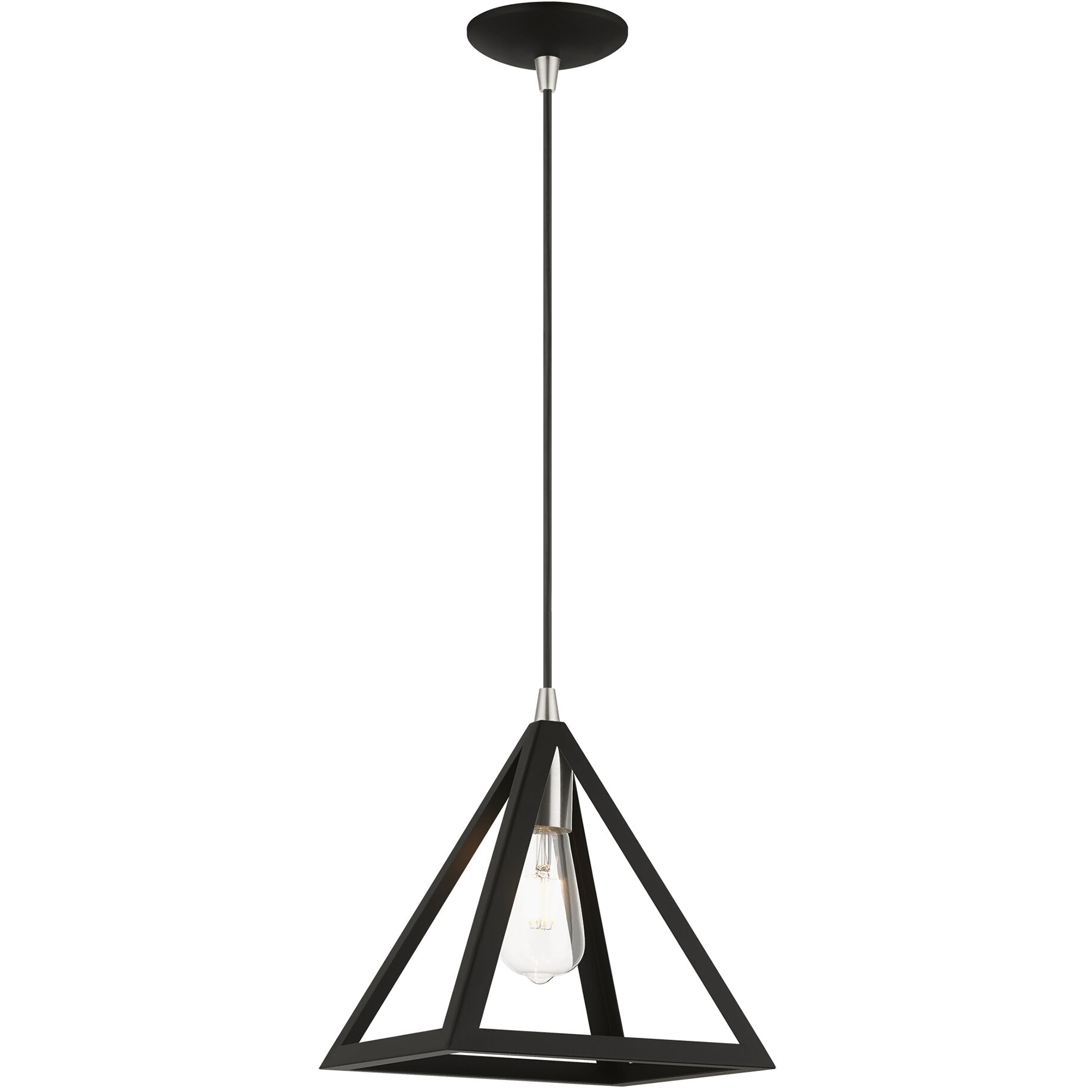 Pinnacle 1 Light 10 inch Black with Brushed Nickel Accents Pendant Ceiling Light