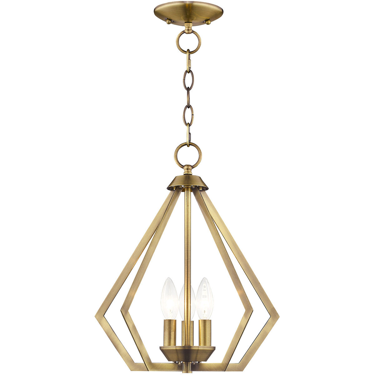 Prism 3 Light 14 inch Antique Brass Convertible Mini Chandelier/Ceiling Mount Ceiling Light