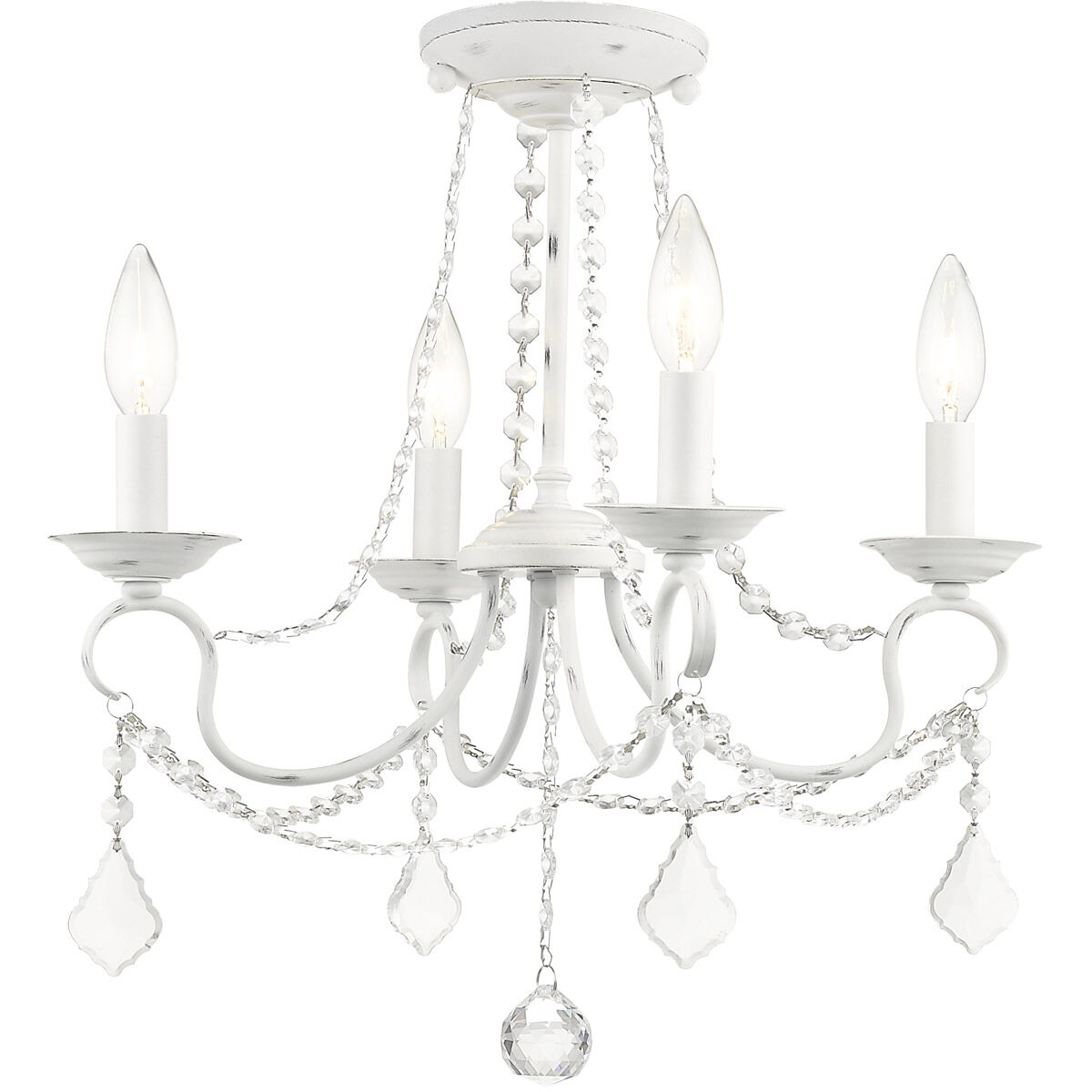 Pennington 4 Light 18 inch Antique White Convertible Mini Chandelier/Ceiling Mount Ceiling Light