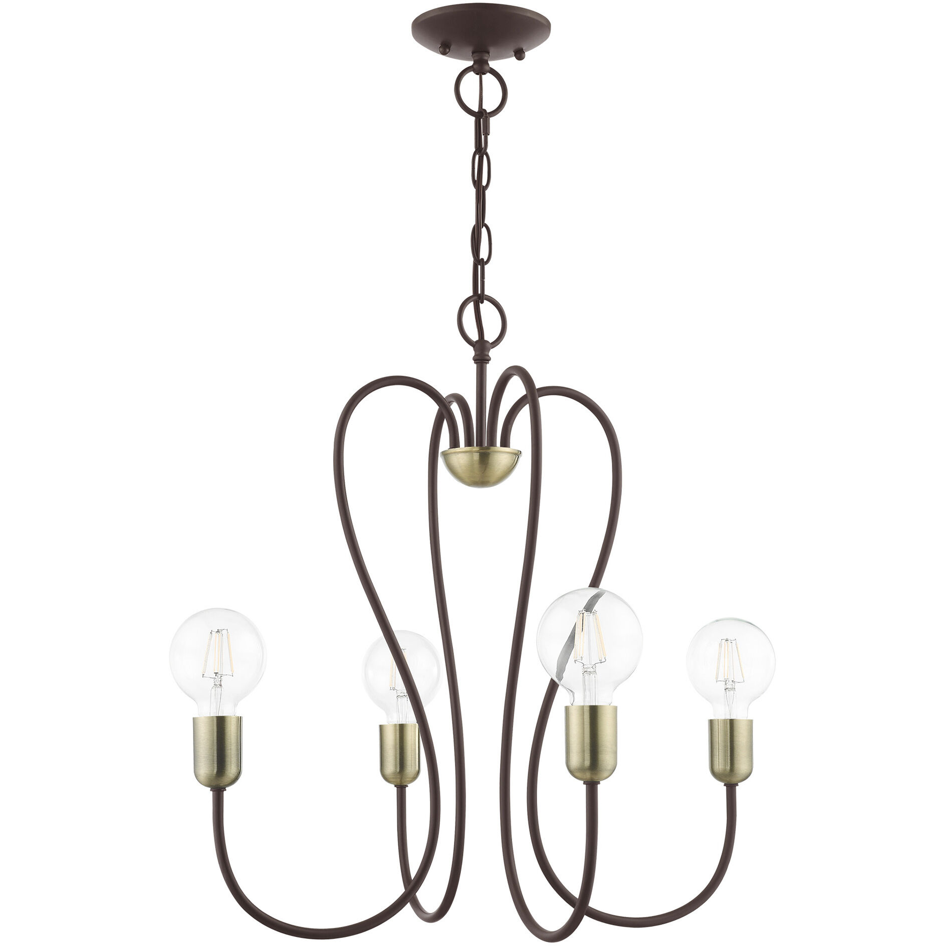 Lucerne 4 Light 20 inch Bronze with Antique Brass Accents Chandelier Ceiling Light