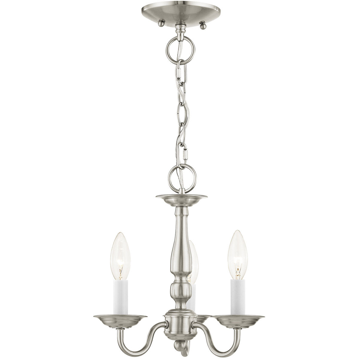 Williamsburgh 3 Light 11 inch Brushed Nickel Convertible Mini Chandelier/Ceiling Mount Ceiling Light