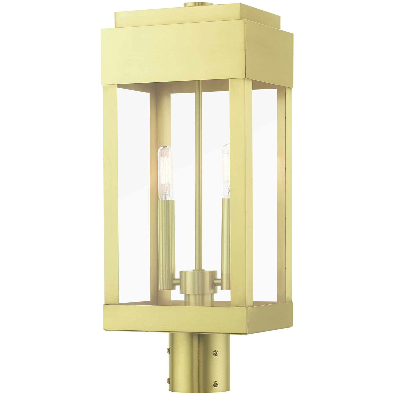 York 2 Light 20 inch Satin Brass Outdoor Post Top Lantern