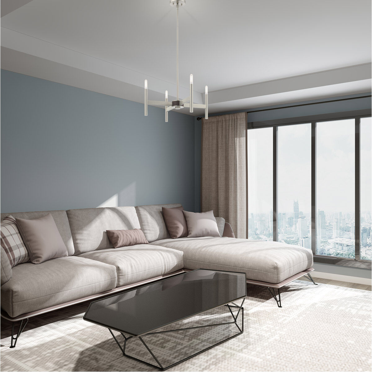 Copenhagen 4 Light 20 inch Brushed Nickel Mini Chandelier Ceiling Light