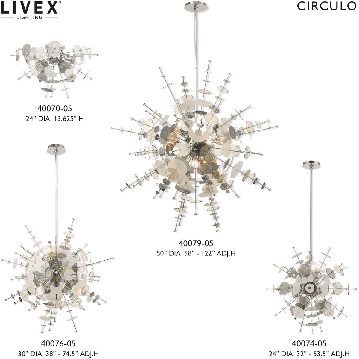 Circulo 6 Light 30 inch Polished Chrome Pendant Chandelier Ceiling Light