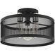 Industro 3 Light 15 inch Black with Brushed Nickel Accents Semi Flush Ceiling Light