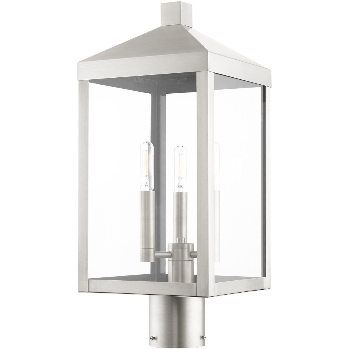 Nyack 3 Light 20 inch Brushed Nickel Outdoor Post Top Lantern