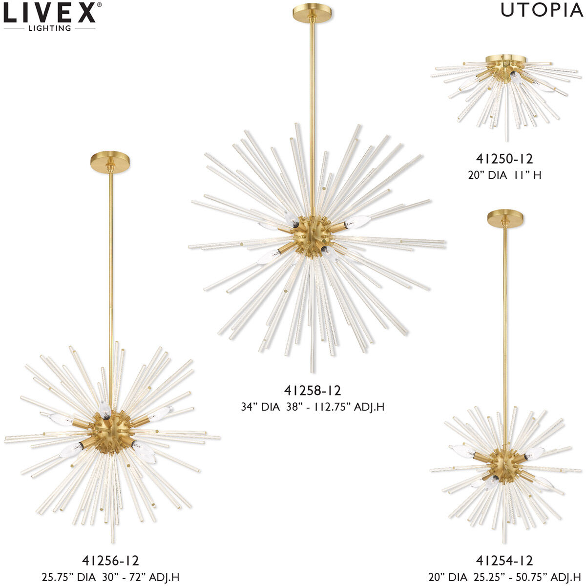 Utopia 4 Light 20 inch Satin Brass Flush Mount Ceiling Light