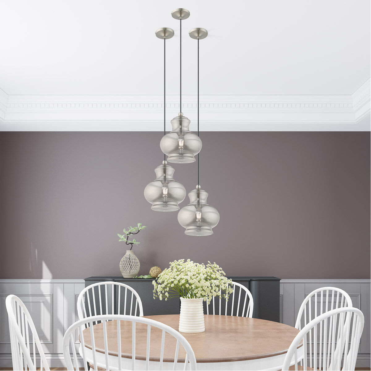 Art Glass 1 Light 10 inch Brushed Nickel Mini Pendant Ceiling Light