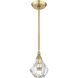 Brussels 1 Light 7 inch Natural Brass Pendant Ceiling Light, Crystal, Single