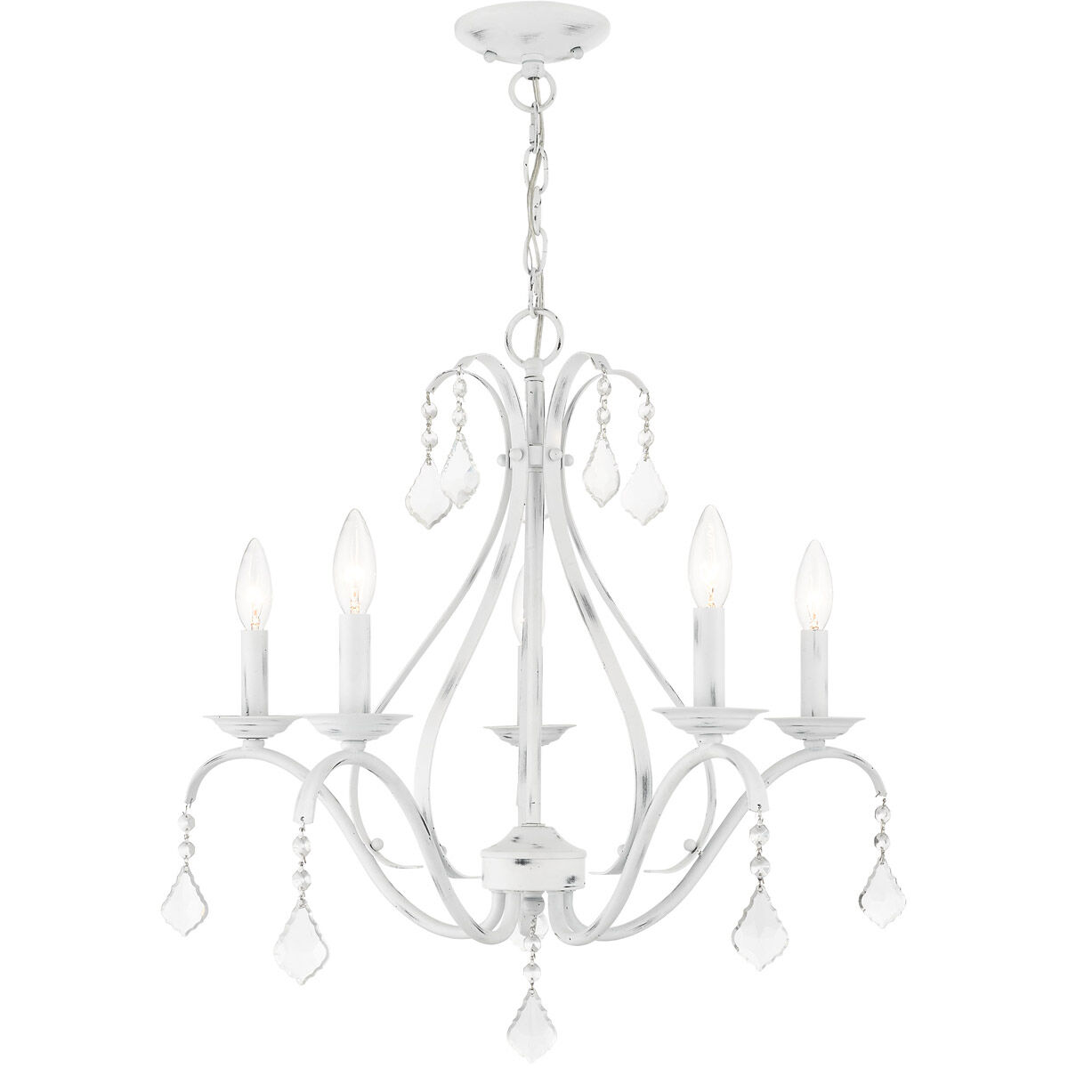 Caterina 5 Light 24 inch Antique White with Clear Crystals Chandelier Ceiling Light