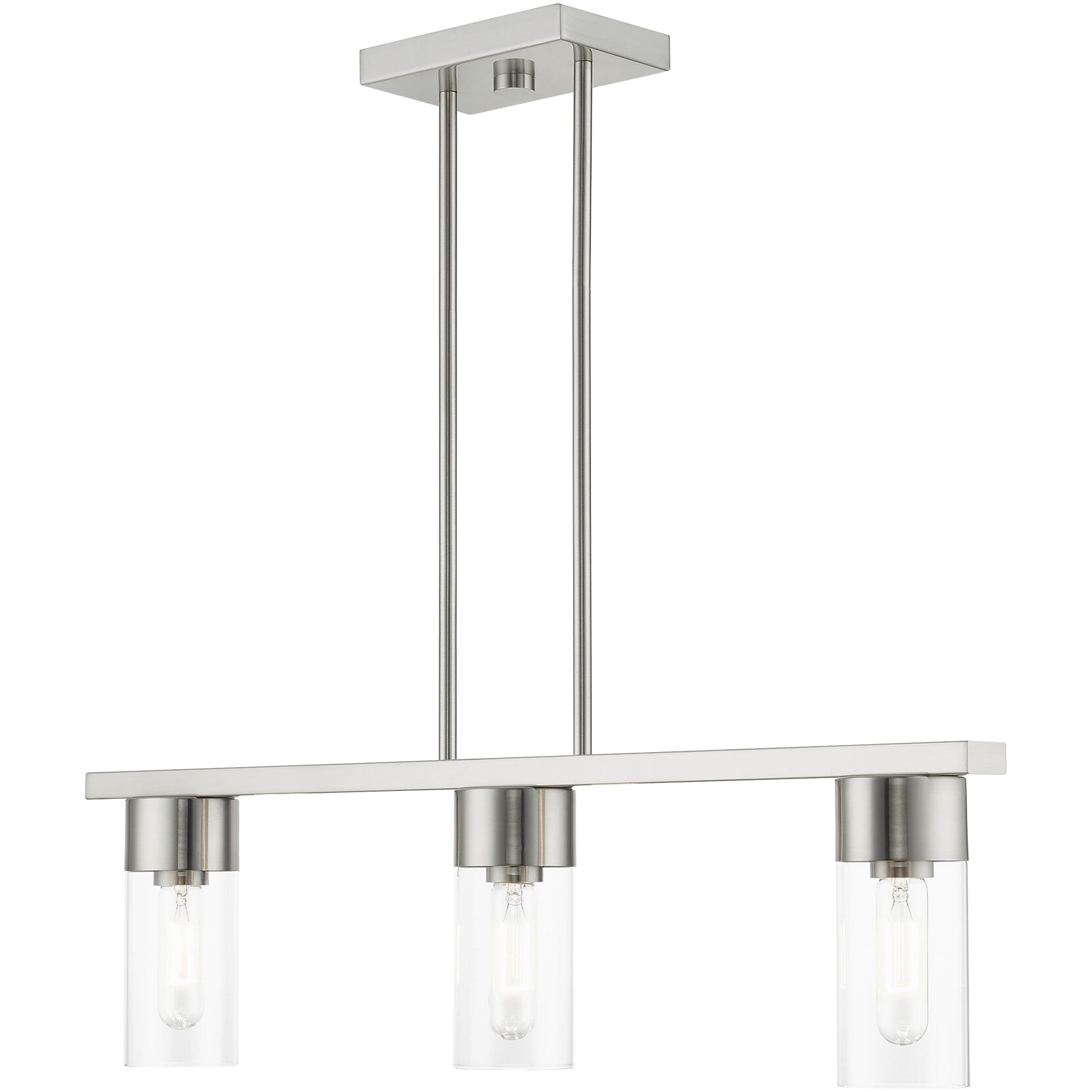 Carson 3 Light 30 inch Brushed Nickel Linear Chandelier Ceiling Light