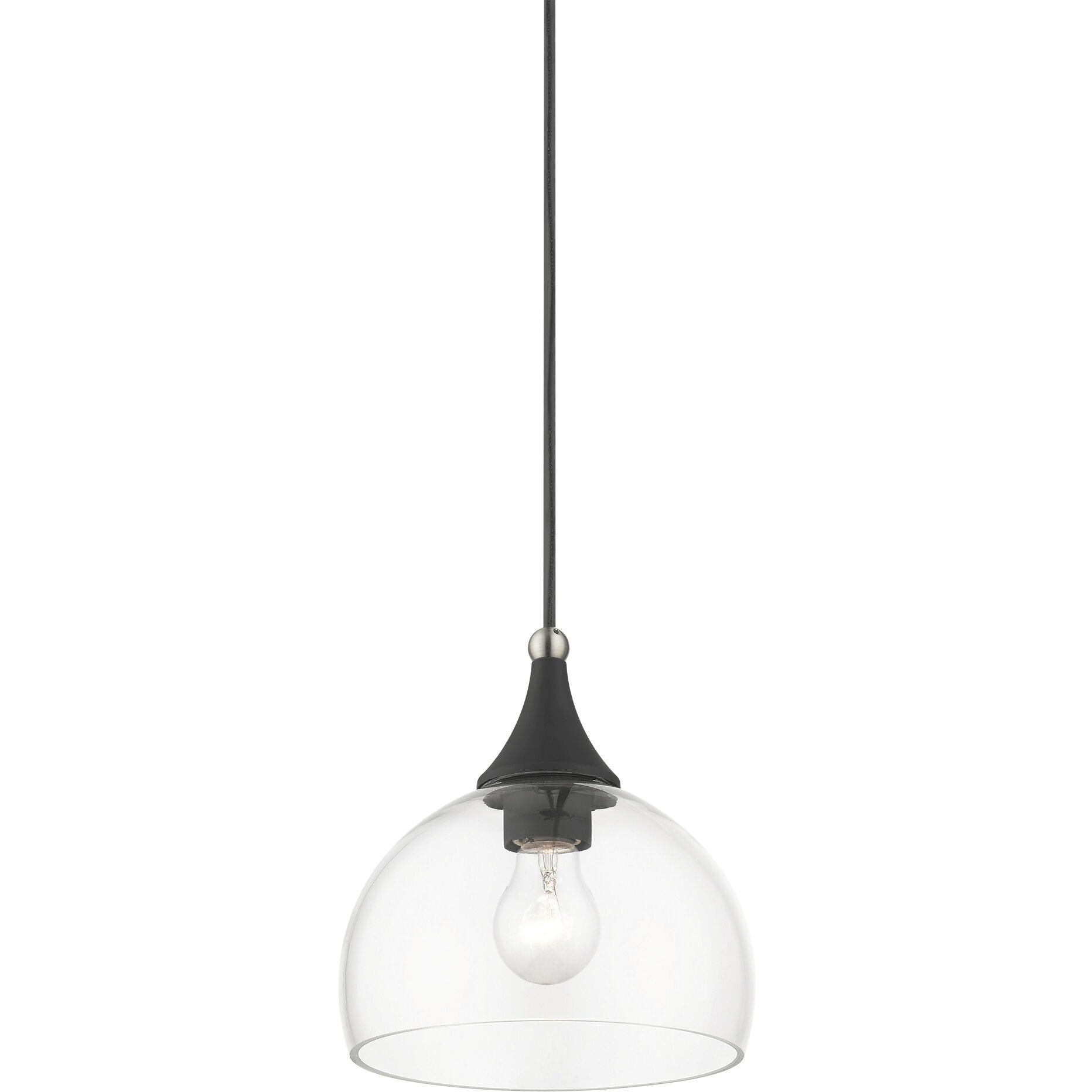 Glendon 1 Light 8.25 inch Black with Brushed Nickel Accents Glass Pendant Ceiling Light