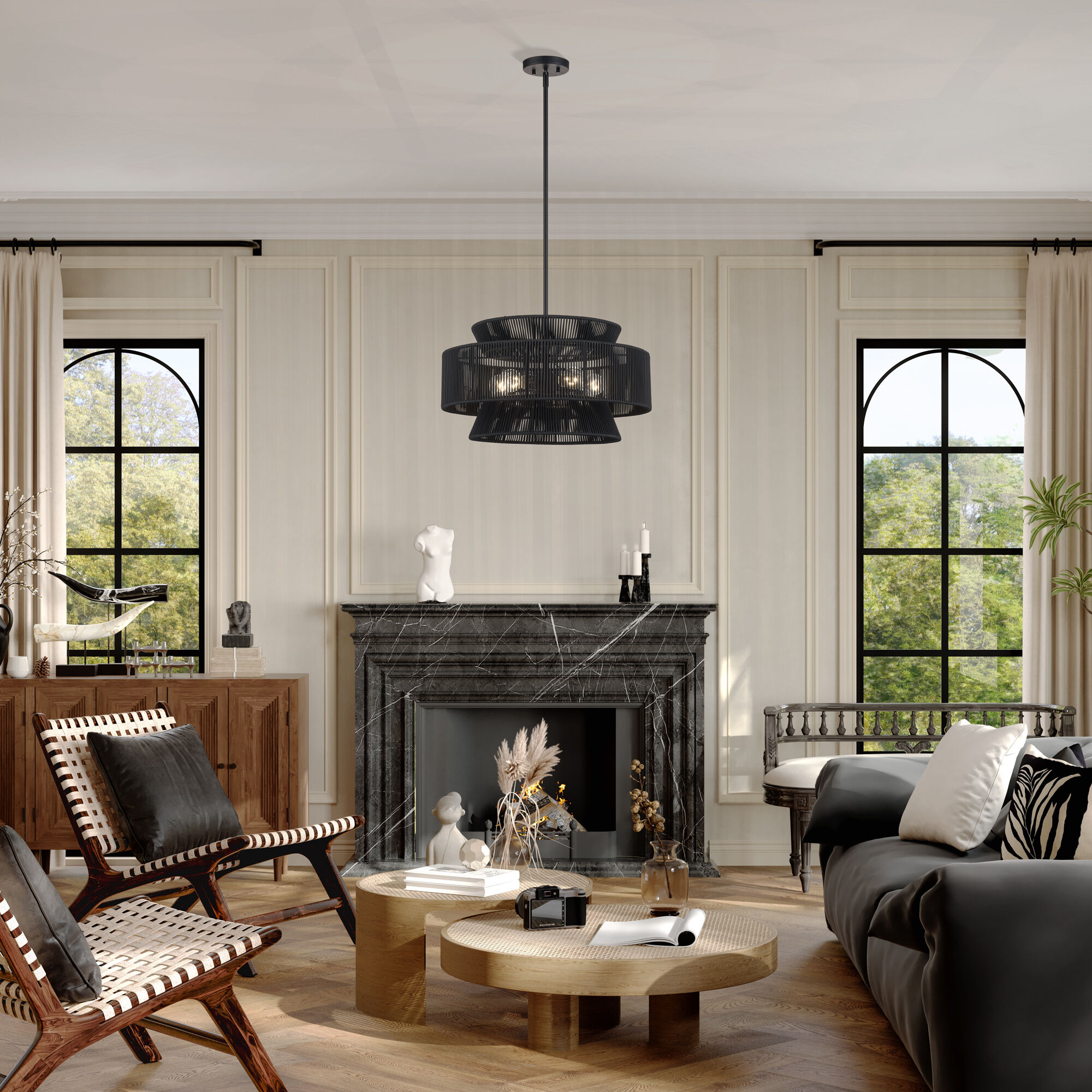 Florell 5 Light 22 inch Black Pendant Chandelier Ceiling Light