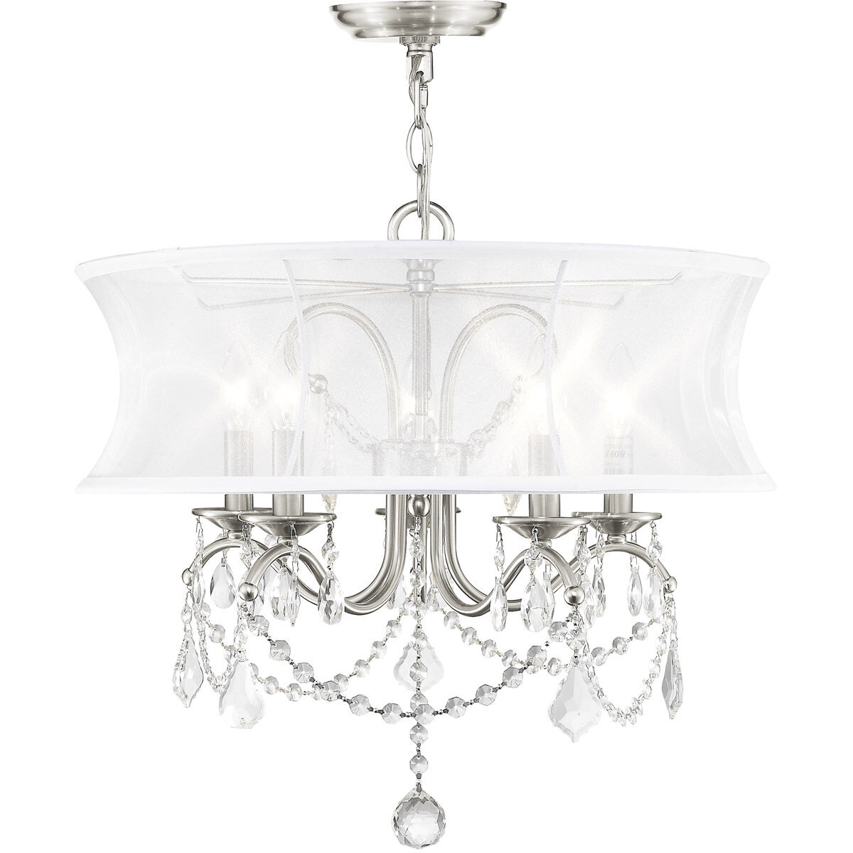 Newcastle 5 Light 20 inch Brushed Nickel Chandelier Ceiling Light