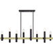 Helsinki 8 Light 48 inch Bronze with Antique Brass Accents Linear Chandelier Ceiling Light
