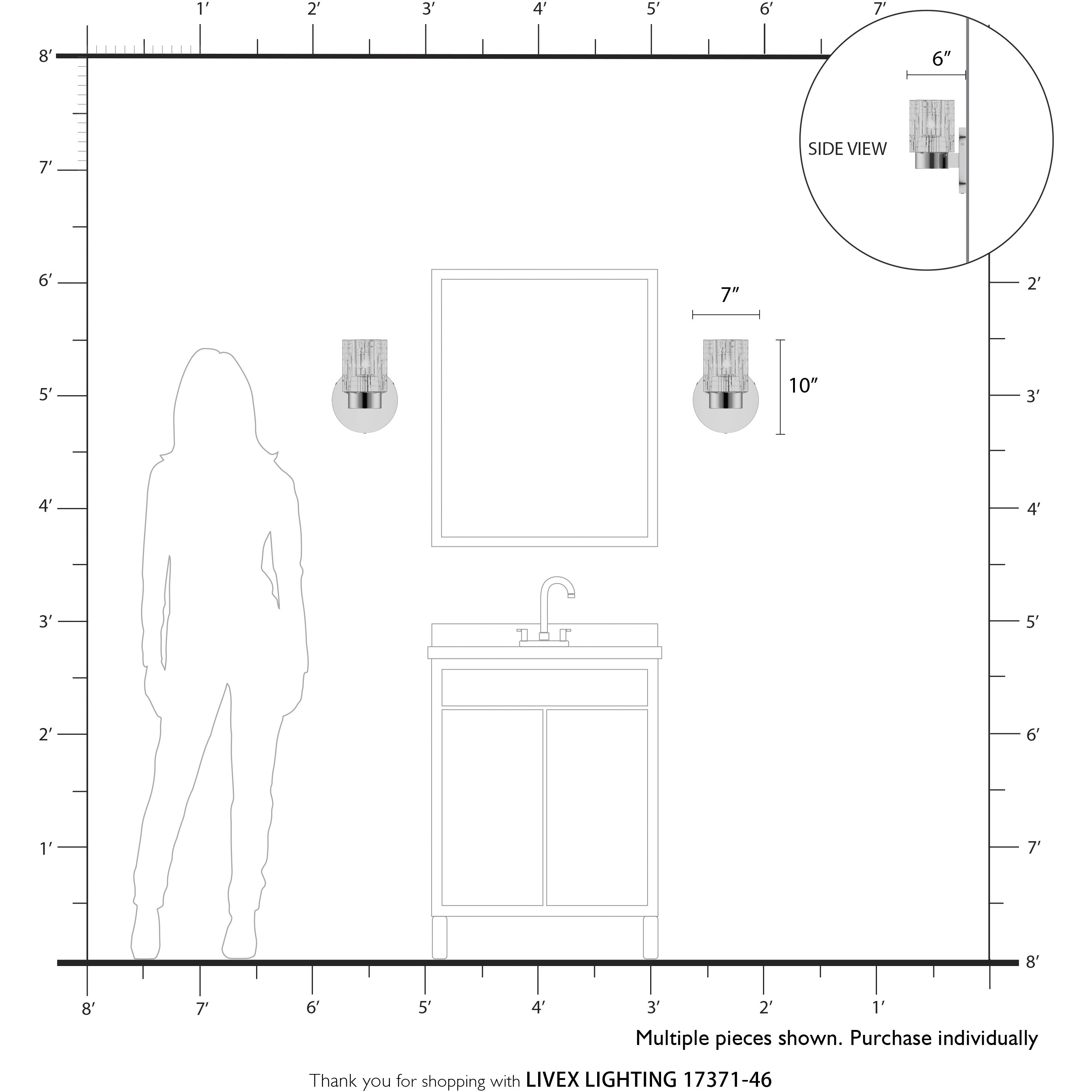 Rotterdam 1 Light 7 inch Black Chrome Crystal Single Sconce Wall Light