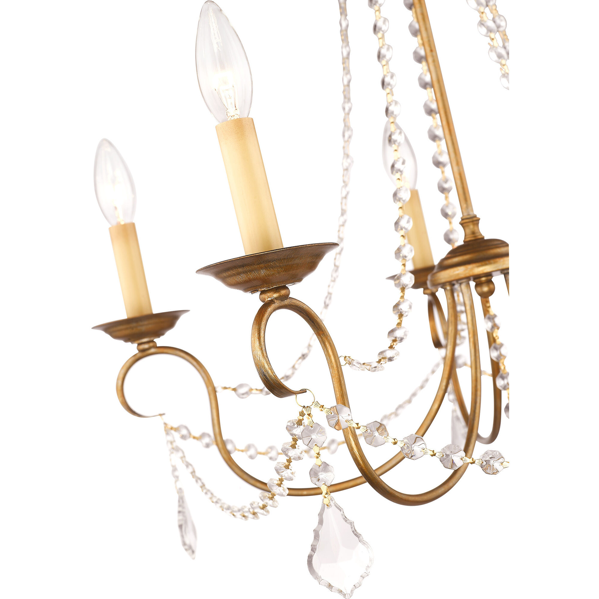 Pennington 5 Light 25 inch Antique Gold Leaf Chandelier Ceiling Light
