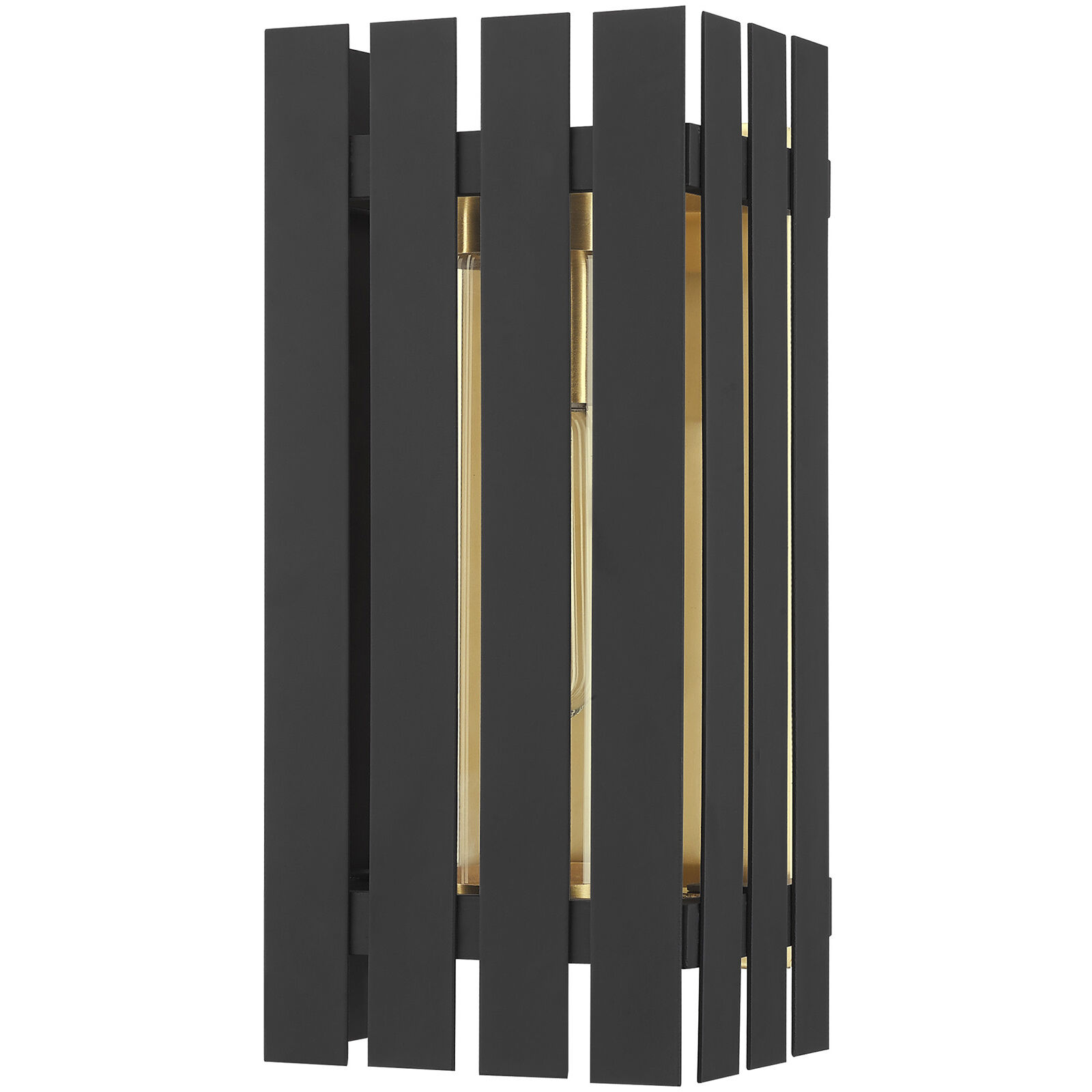 Greenwich 1 Light 10 inch Black with Satin Brass Accents Outdoor Wall Lantern