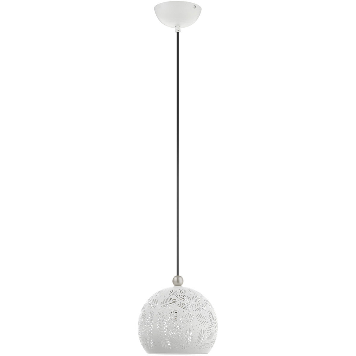 Chantily 1 Light 8 inch White with Brushed Nickel Accents Pendant Ceiling Light